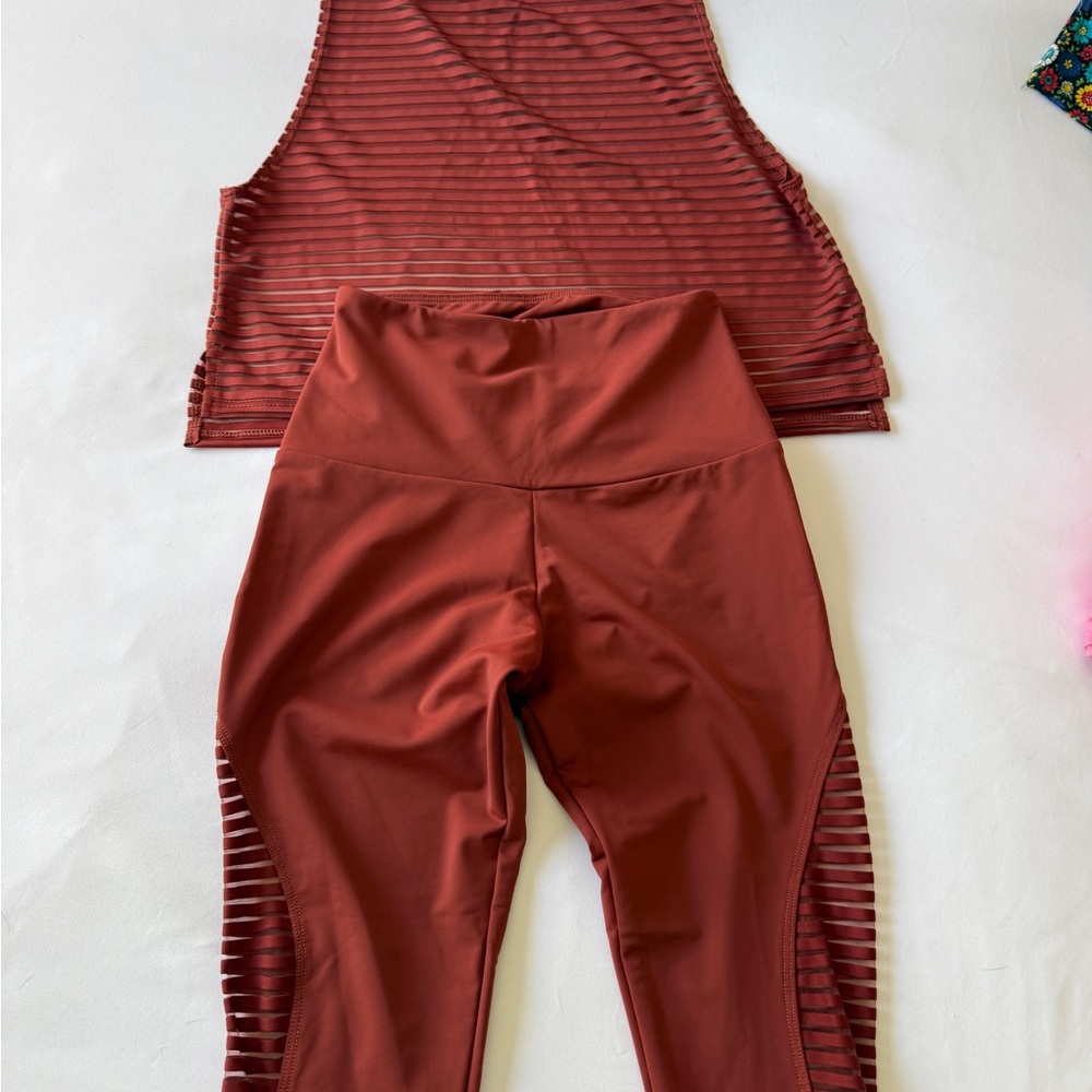 Onzie Brick Red Leggings and Tank Set